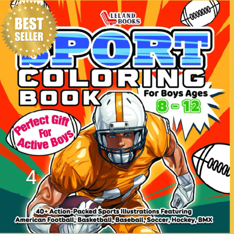 Coloring Book for Boys Age 8-12: 40+ Action-Packed Sports Illustrations Featurin