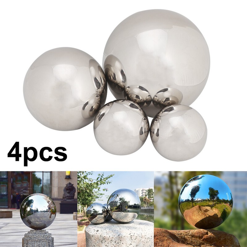 Mirror Garden Spheres Set of 4 Silver Stainless Steel Gazing Balls 20