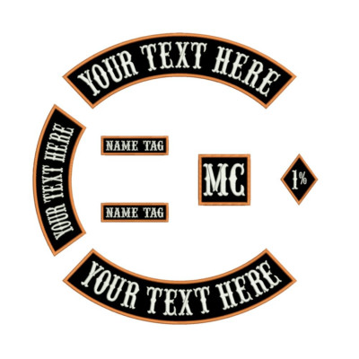 Custom Rocker Embroidered Patches MC Motorcycle Club Biker 7PCS a Set for Jacket