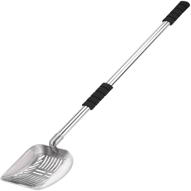 Metal Cat Litter Scoop with Deep Shovel & Long Handle, Stainless Steel