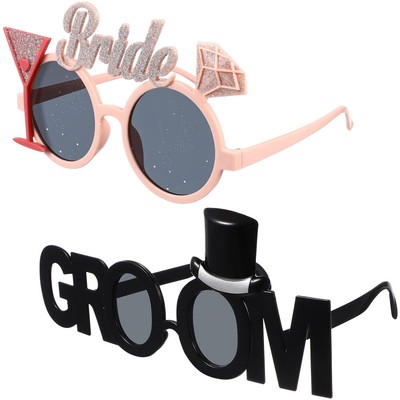  2 Pcs Fun Reception Groom Bride Glasses Bachelor Party Eyeglasses