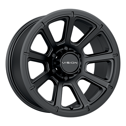 SET (4) 16X8 0 6X139.7 6X5.5 VISION TURBINE BLACK WHEELS/RIMS 16