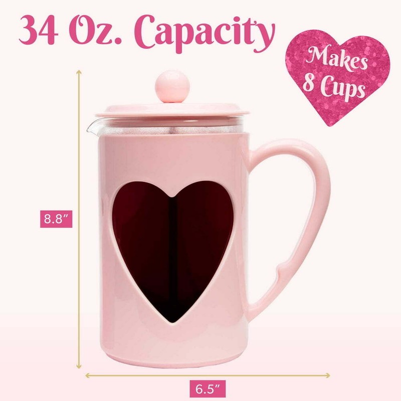 Paris Hilton French Press Coffee Maker 1L/34Oz, Pink