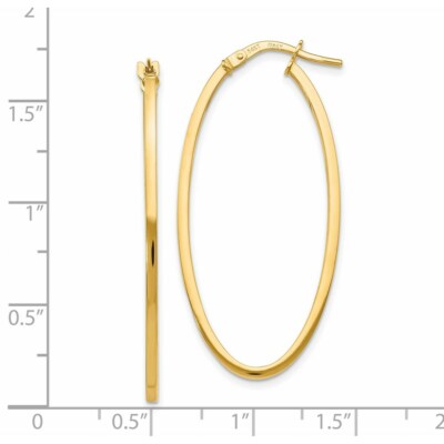 Pre-owned Superdealsforeverything Real 14kt Yellow Gold Polished Oval Hoop Earrings