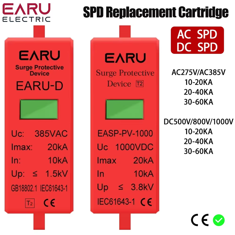 SPD Replacement Cartridge Inserts for AC DC SPD 275V 385V 500V 800V 1000V 20KA 3