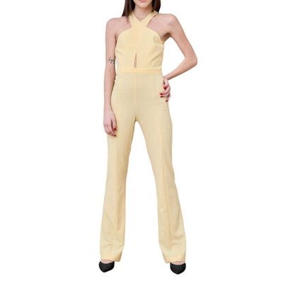 Pre-owned Patrizia Pepe Radiant Canary Yellow Stretch Jumpsuit Dress