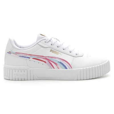 Puma Carina 2.0 Женские белые кроссовки на шнуровке с матовой отделкой, повседневная обувь 39171801