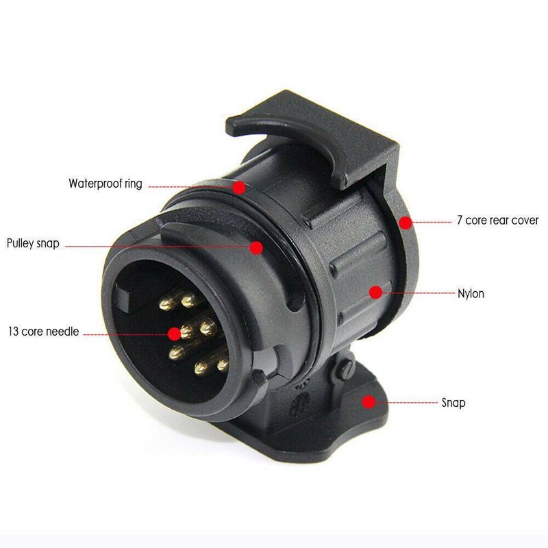 Trailer Truck 13 to7 Pin Socket Electric Towing Converter Tow Bar Plug