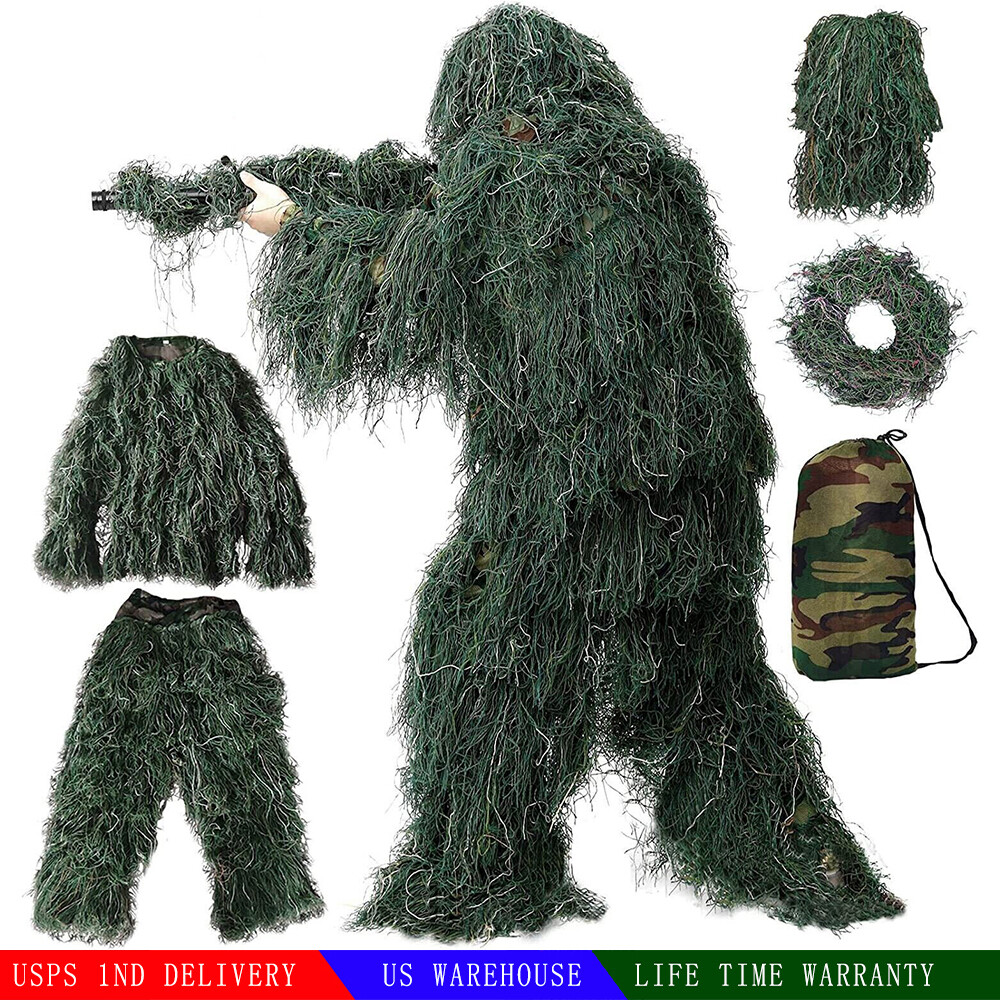 3D Military Woodland Camouflage Ghillie Suit Hunting Archery Sniper Clothing Set