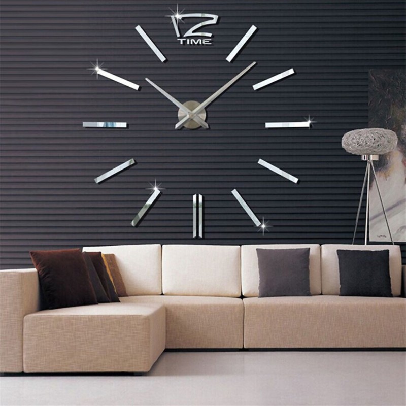  Design Wand Uhr Wohnzimmer wanduhr Spiegel Edelstahl wandtattoo Deko XXl 3D