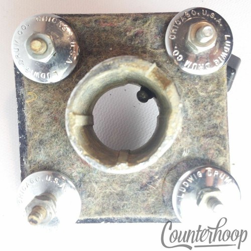 *Ludwig Bass Drum Mount Double Tom Drum Post Receiver Chrome Classic 70s Vintage