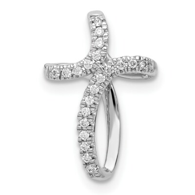 Pre-owned Superdealsforeverything Real 14kt White Gold 1/15ct. Diamond Cross Pendant