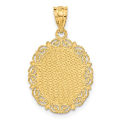 Pre-owned Diamond2deal 14k Yellow Gold Solid Satin Gemini Zodiac Oval Pendant