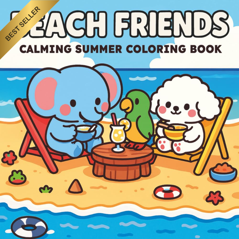 "Beach Friends" - A Cute & Calming Summer Coloring Book for Adults & Teens