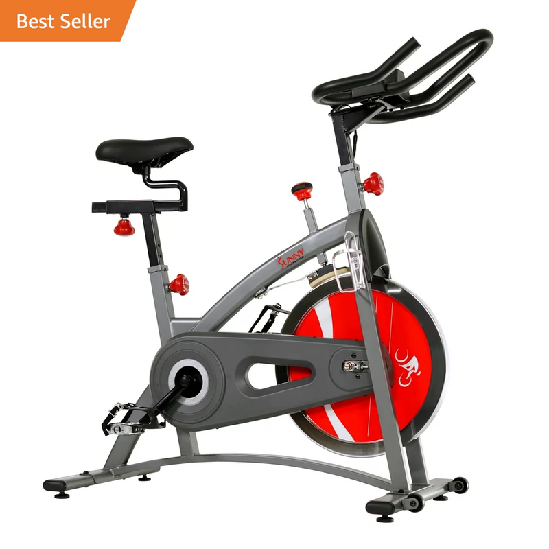 Sunny Health Fitness Stationary Belt Drive Indoor Workout Cycling Exercise Bike,