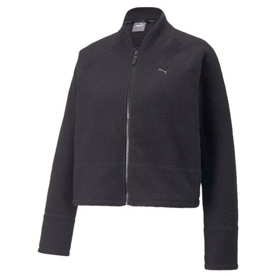 

Puma Studio Sherpa Full Zip Training Jacket Womens Black Casual Athletic Outerwe, Черный, Puma Studio Sherpa Full Zip Training Jacket