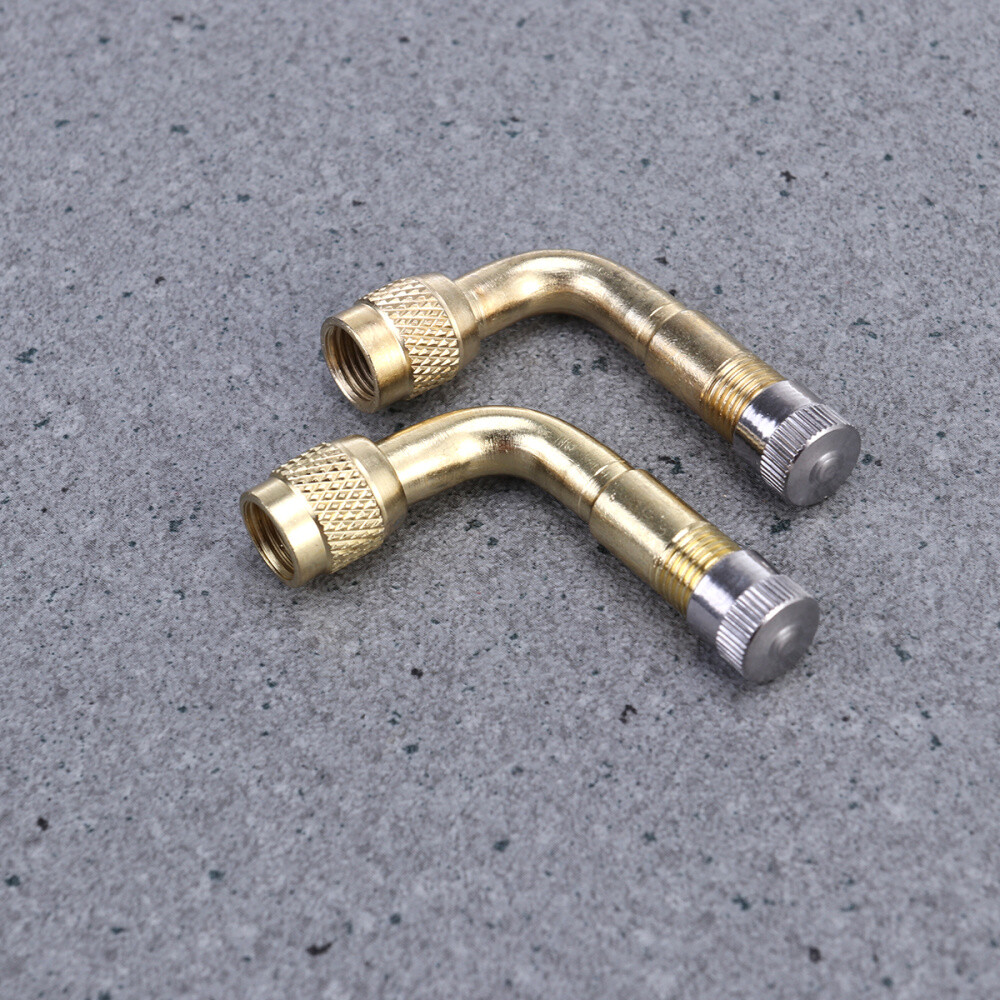 2pcs Brass Air Tyre Valve Schrader Valve Stem 90 Degree Bent for Car