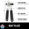 GORILLA GRIP Heavy Duty Stainless Steel Smooth Edge Manual Can Opener and Bottle Openers, Soft Comfortable Handle, Oversized Handheld Turn Knob, US Designed Multifunctional Kitchen Tool, Black