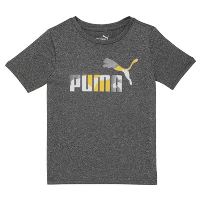 Футболка с круглым вырезом и коротким рукавом с логотипом Puma Lab для маленьких мальчиков, серые повседневные топы 85927