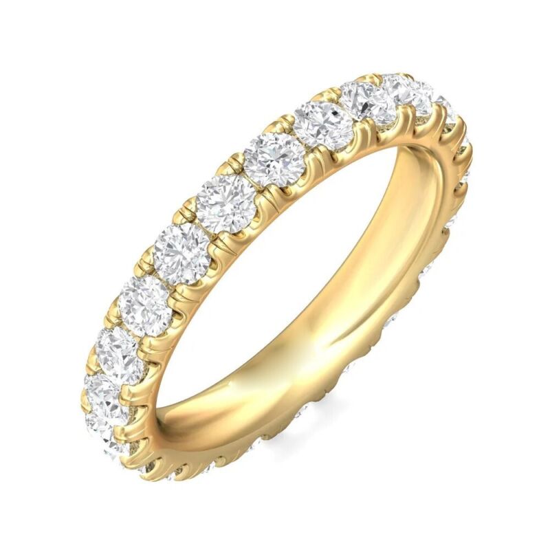 Diamond Eternity Band Solid 14k Yellow Gold 2 Ct Round Cut Certified Lab Created