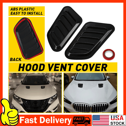 Black Carbon Fiber Car Universal Intake Scoop Turbo Hood Outlet Shark Fin Air Vent Sticker Trim Cover Decorative - Car Stickers