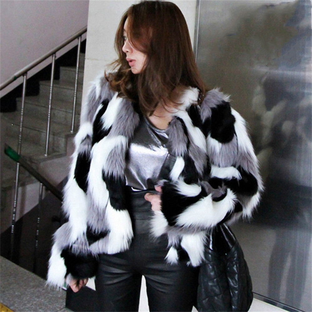 ★MARITHE★W NU WEEK FUR SHORT JACKET Women Winter Faux Fur Coat Short Fur Coat Fashion Warm
