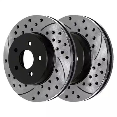 Front and Rear Drilled Brake Rotors Black Set of 4 for Dodge Charger Challenger