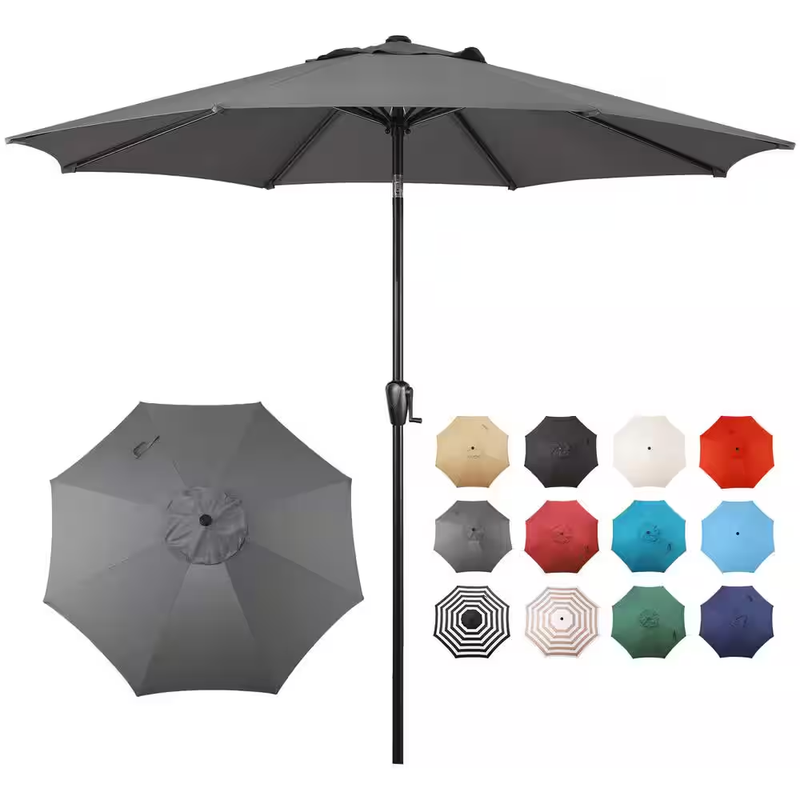 Patio Umbrella Outdoor Market Umbrella 9ft Tilt Crank Waterproof Steel Canopy UV