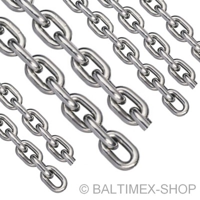 Ankerkette 8mm 6mm 4mm Edelstahl V2A Anker Kette kalibriert Kettenvorläufer  