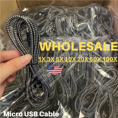 Bulk Lot 3/6/10FT Micro USB Fast Charger Cable For Samsung LG Charging Data Cord