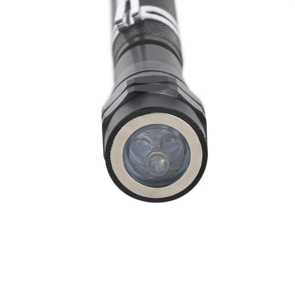 Black 3-LED Torch Telescopic Zoomable Flex Magnetic Lamp Flashlight