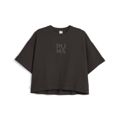 Puma Infuse Расслабленная футболка с круглым вырезом и коротким рукавом, женские черные повседневные топы 6214