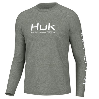 

Мужская футболка преследования HUK Heather Vented Pursuit Crew, Moss/heather