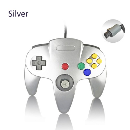 Silver N64 Wired Classic Controller Gamepad Joystick Joypad