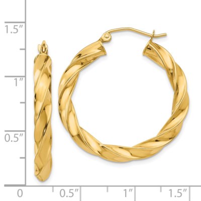 Pre-owned Superdealsforeverything Real 14kt Yellow Gold Light Twisted Hoop Earrings