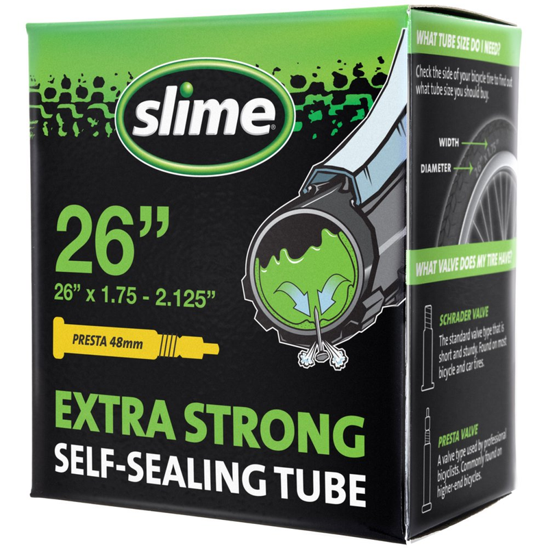 Slime Self-Sealing Bike Inner Tube 26x1.75-2.125 Schrader Valve Extra Strong USA