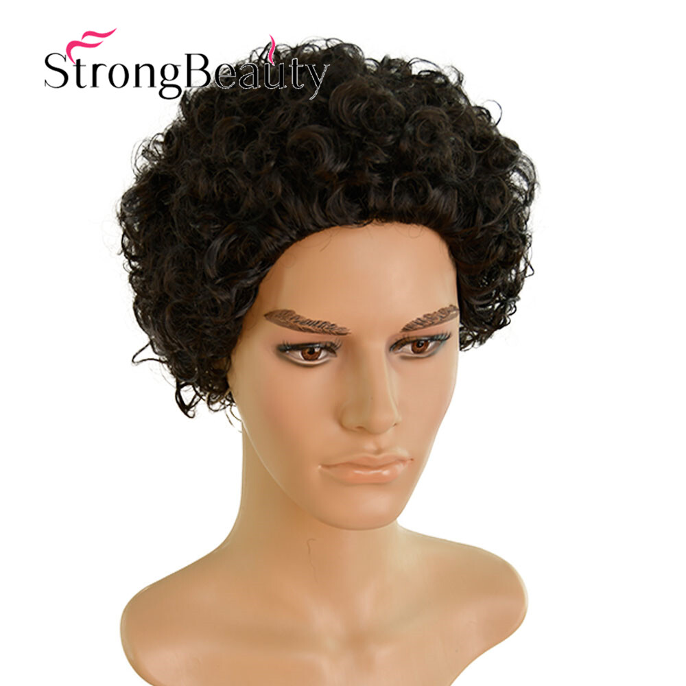 African American Men Afro Curly Hair Short Kinky Black Wig