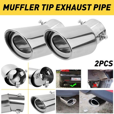 2X Car Muffler Tip Pipe Exhaust Stainless Chrome Steel Fit Effect for 1.5-2 inch