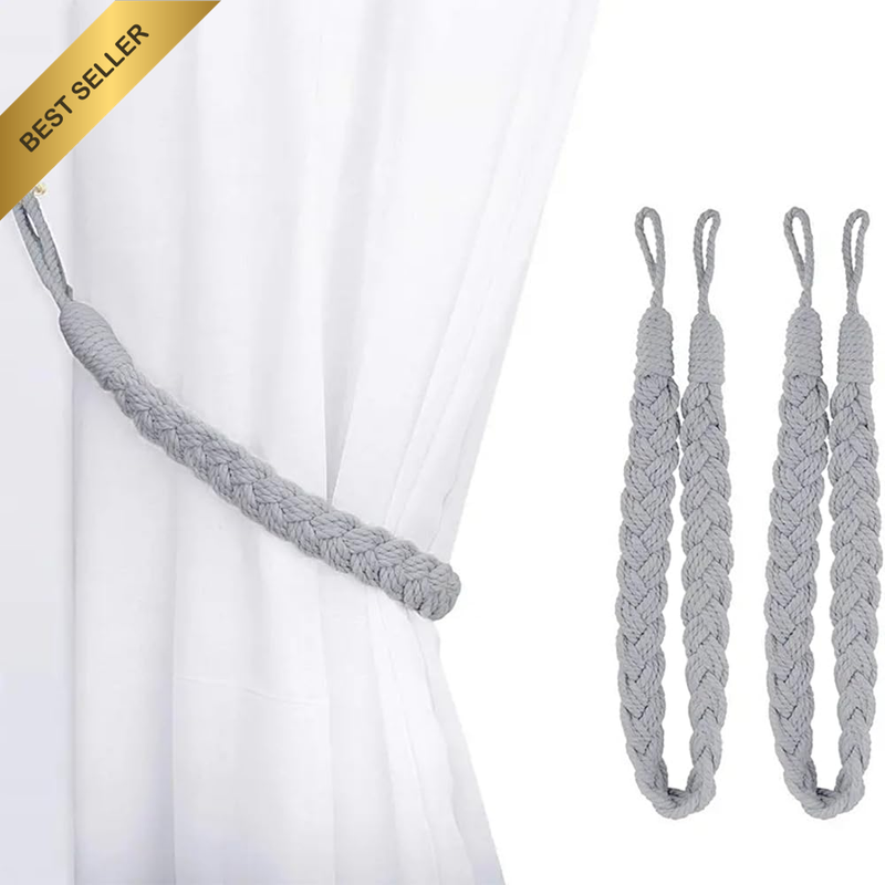 2 Pcs Natural Cotton and Hemp Rope Curtain Tiebacks - Elegant Bohemian Style, So