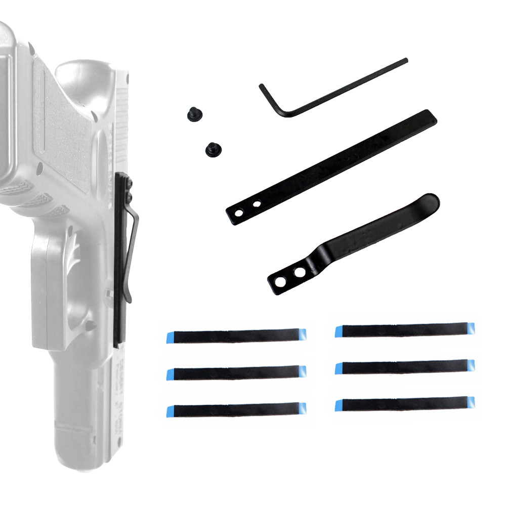 Universal Gun Clip for SemiAutomatic Handgun Use Aircraft Adhesive to