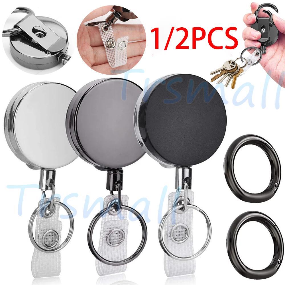 2 Pcs Retractable Badge Reel ID Card Holders Heavy Duty With Belt Clip Key Ring