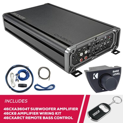 Kicker 46CXA3604T 4 Channel Amplifier w/ 46CK8 Amp Kit & 46CXARCT Wired Remote