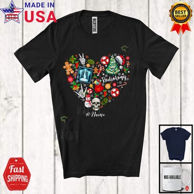 Radiology X-Ray Heart; Amazing Christmas Lights Custom Name Radiologist T-Shirt