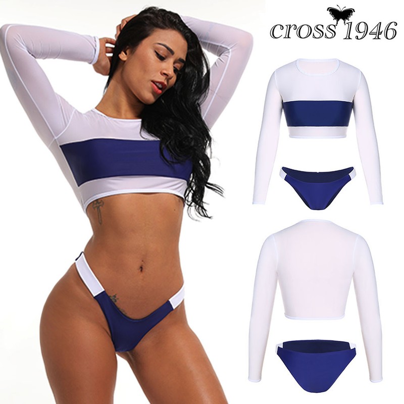 sleeve bikini crop top