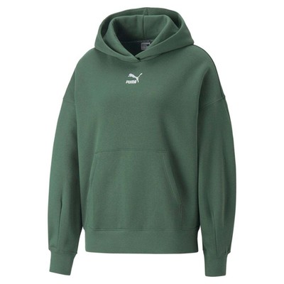 Puma Classics Oversized Pullover Hoodie Женская зеленая повседневная верхняя одежда 67174925