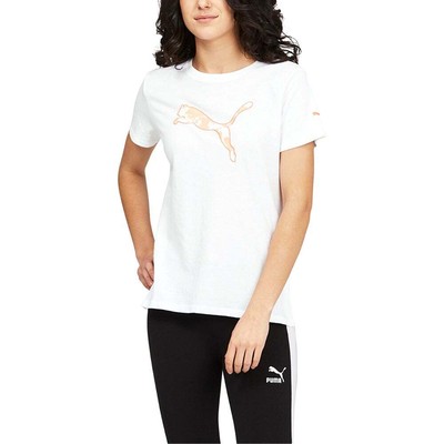 

Puma 671362-02 Женская футболка с логотипом Tye-Dye Fill с круглым вырезом и короткими рукавами с рисунком, Белый