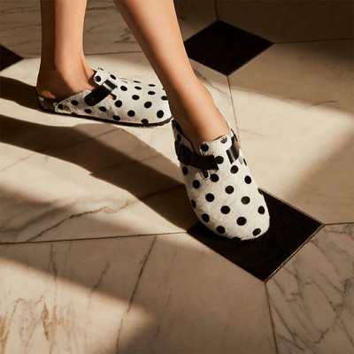 BIRKENSTOCK MANOLO BLAHNIK × BIRKENSTOCK BOSTON DOTS SANDALS WHITE BLACK SIZE 35(22.5CM)