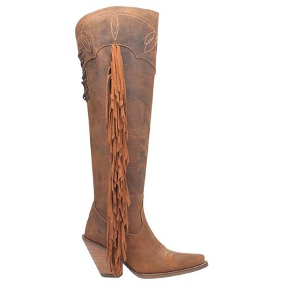 

Dingo Sky High Fringe Round Toe Женские коричневые повседневные ботинки в ковбойском стиле DI604-200, Коричневый, Dingo Sky High Fringe Round Toe Cowboy