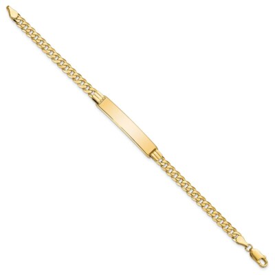 Pre-owned Superdealsforeverything Real 14kt Yellow Gold Curb Link Id Chain Bracelet; 8 Inch; Lobster Clasp