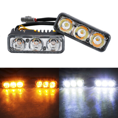 2X LED Work Daytime Running Light Amber&White Fog Lamp Car Motorcycle  Universal